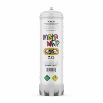 The InstaWhip 2.2L Major 1,360G, made in a state-of-the-art factory, is an innovative cream whipping device designed for maximum efficiency. Enjoy 24/7 one-hour Nang Delivery in Melbourne.