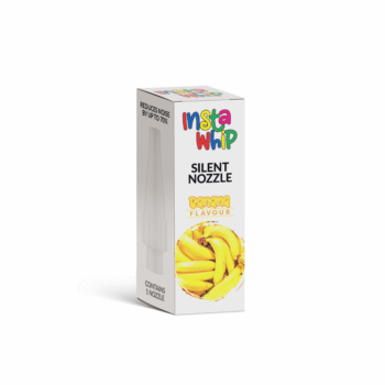The InstaWhip Silent Nozzle Banana flavour is designed for use with standard cream charger cylinders and tanks, this innovative nozzle significantly reduces noise levels by up to 70%, allowing for a quieter and more discreet operation.