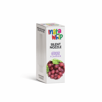 The InstaWhip Silent Nozzle Grape flavour is designed for use with standard cream charger cylinders and tanks, this innovative nozzle significantly reduces noise levels by up to 70%, allowing for a quieter and more discreet operation.