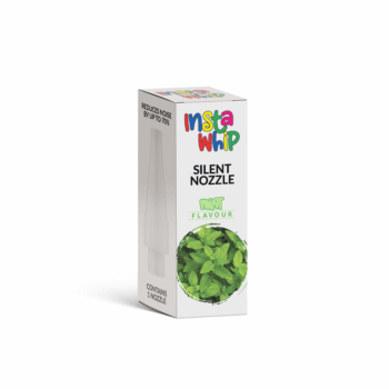 The InstaWhip Silent Nozzle Mint flavour is designed for use with standard cream charger cylinders and tanks, this innovative nozzle significantly reduces noise levels by up to 70%, allowing for a quieter and more discreet operation.