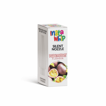 The InstaWhip Silent Nozzle Passionfruit flavour is designed for use with standard cream charger cylinders and tanks, this innovative nozzle significantly reduces noise levels by up to 70%, allowing for a quieter and more discreet operation.