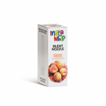 The InstaWhip Silent Nozzle Peach flavour is designed for use with standard cream charger cylinders and tanks, this innovative nozzle significantly reduces noise levels by up to 70%, allowing for a quieter and more discreet operation.