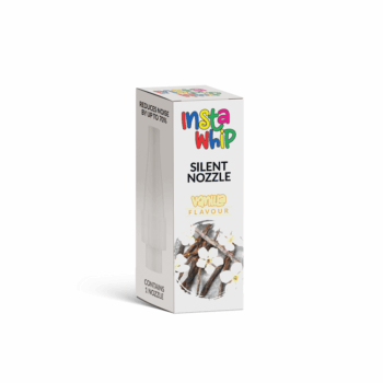 The InstaWhip Silent Nozzle Vanilla flavour is designed for use with standard cream charger cylinders and tanks, this innovative nozzle significantly reduces noise levels by up to 70%, allowing for a quieter and more discreet operation.